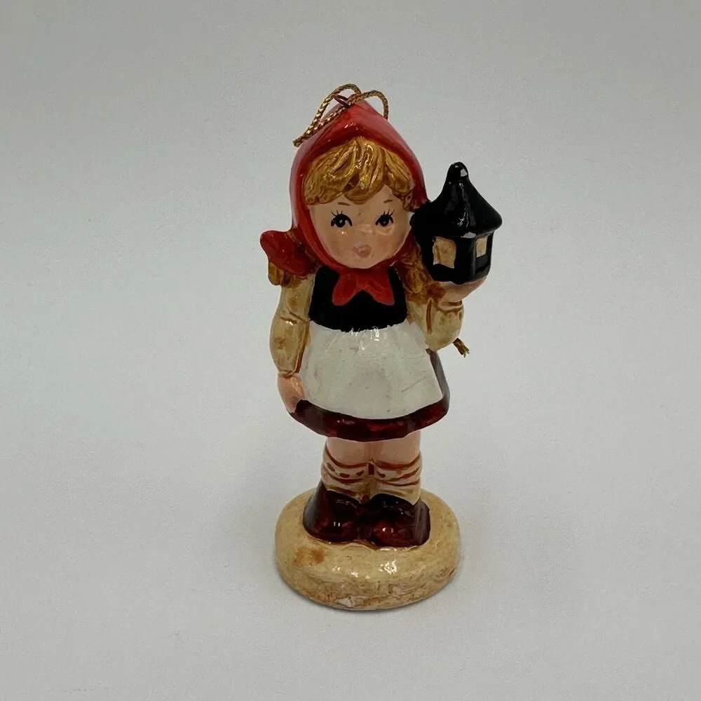 Enesco Ceramic Christmas Tree Ornament Girl Holding Lantern Vintage Retro VTG